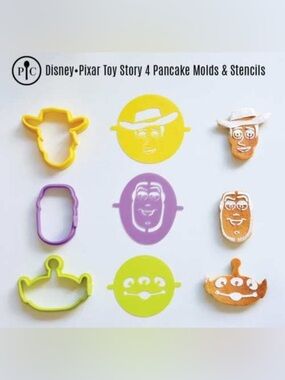 Disney•Pixar Toy Story 4 Pancake Molds & Stencils - Yellow, Purple, Lime w/Forky